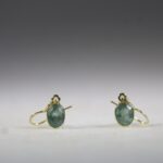 Aqua Kyaniet oorhangers (facet geslepen) (gold plated)