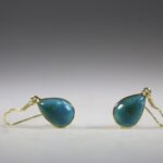 Chrysocolla oorhangers (gold plated)
