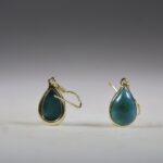 Chrysocolla oorhangers (gold plated)