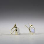 Maansteen (Regenboog) oorhangers (gold plated)