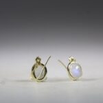 Maansteen (Regenboog) oorhangers (gold plated)