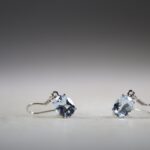 Topaas Sky blauw oorhangers, facet geslepen