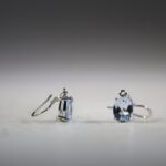 Topaas Sky blauw oorhangers, facet geslepen