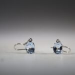 Topaas Sky blauw oorhangers, facet geslepen
