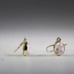 Natroliet Roze (Rhodatroliet) oorhangers (gold plated)