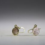 Natroliet Roze (Rhodatroliet) oorhangers (gold plated)