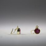 Robijn oorhangers (facet geslepen)(gold plated)