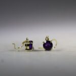 Amethist oorhangers, facet geslepen Gold plated