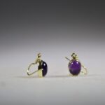 Amethist oorhangers, Gold plated