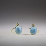 Larimar Oorhangers gold plated
