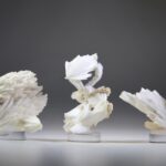 Scoleciet kristallen op zalmkleurige matrix